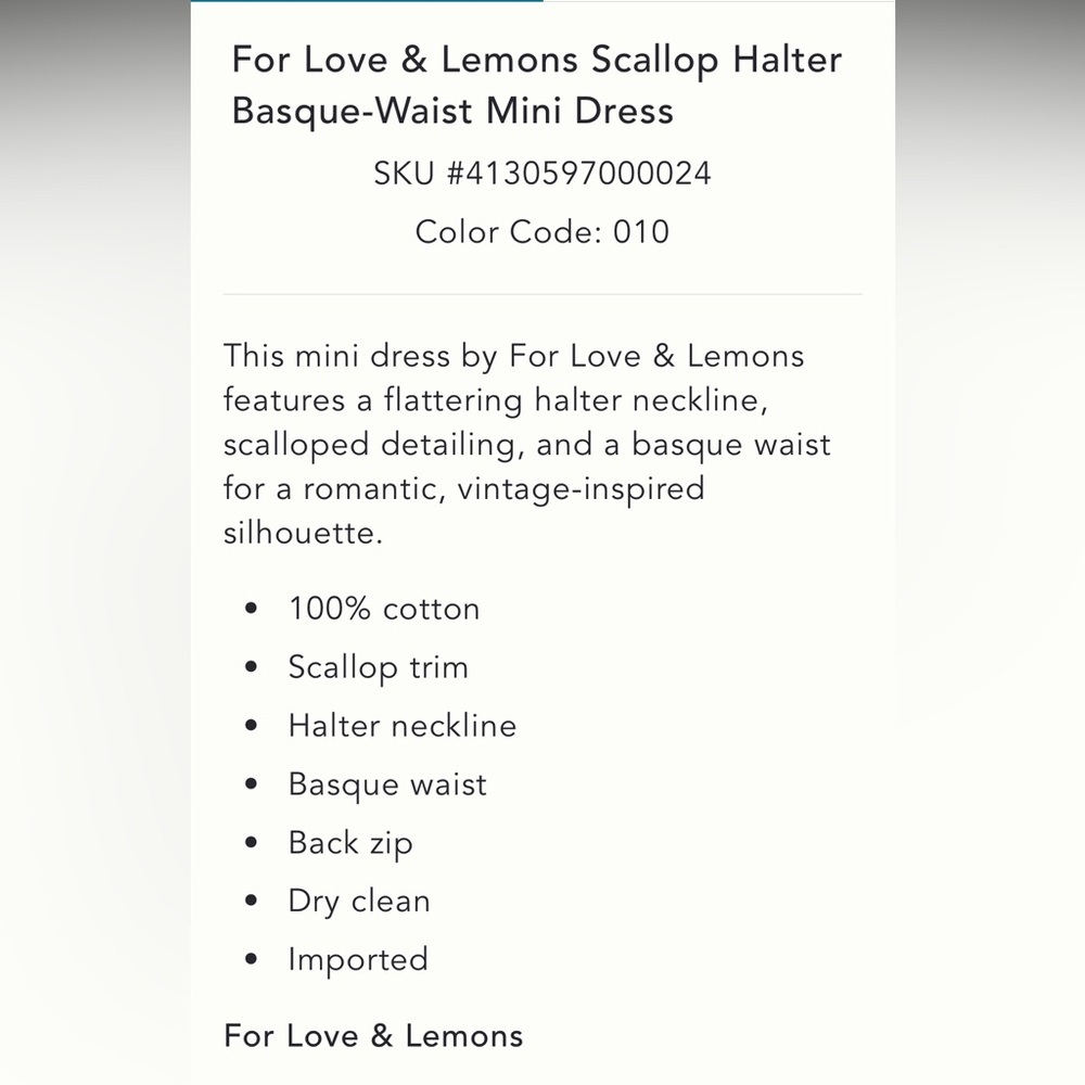 🎉LAST ONE🎉For Love & Lemons Anthropologie NWT Scallop Halter Basque-Waist S - Picture 6 of 7